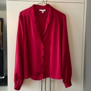 Theory Vibrant Red Button Down Shirt